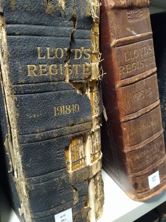Lloyds registers, important maritime documents held at Blaydes House